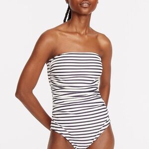 J.Crew Long-Torso Ruched bandeau one-piece in stripe